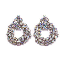 Statement Earrings For Women Square Crystal Big Earring Luxury Geometric Colorful Rhinestone Drop Earing Fashion Wedding Jewelry 2024 - buy cheap