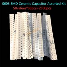 Керамический конденсатор, 0603 SMD, набор в ассортименте, 1pF ~ 10 мкФ, 50 значений * 50 шт. = 2500 шт., чип, керамический конденсатор, образцы ki 2024 - купить недорого