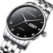 Relógio de pulso masculino quartz de aço inoxidável, à prova d'água, com calendário para semana automatica, marca de luxo 2024 - compre barato