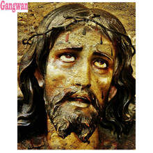 Bordado de pintura diamante jesus sofrete, pintura diamante bordado todos os strass mosaico imagem por números religioso decoração 2024 - compre barato