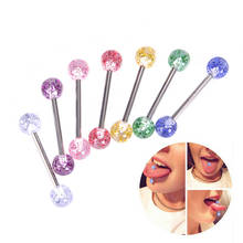 8PCS/Set Surgical Steel Glitter Tongue Piercing Ball Barbell Bar Tongue Ring Body Studs Piercing Jewelry New 2024 - buy cheap