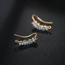 DMBS041 Faceted aquamarine earrings female genuine Gemstones yellow 14K gold Injection color treasure earrings for girlfriend 2024 - buy cheap