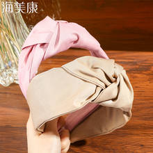 Ободок Haimeikang женский с узлом, модный однотонный простой широкий ободок с широкими боками, винтажный аксессуар для волос 2024 - купить недорого