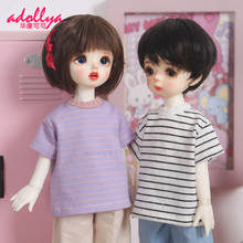 Adollya bjd boneca acessórios roupas de manga curta listrado camiseta casual vestir roupas para boneca bjd pano adequado para 1/6 bonecas 2024 - compre barato
