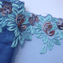 Adorno de encaje bordado con flor de Fénix, 1 metro y 18 CM de ancho, malla azul, lencería, sujetador, disfraz, vestido hecho a mano, materiales de costura 2024 - compra barato