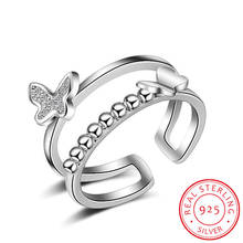 Женское кольцо из серебра 925 пробы, с бабочкой и фианитом 2024 - купить недорого