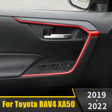 Moldura Interior de coche para Toyota RAV4 RAV 4, 2019, 2020, 2021, reposabrazos de puerta decorativo, accesorios de cubierta de tira 2024 - compra barato
