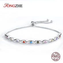 TONGZHE Evil Eye Bracelet 925 Sterling Silver Tennis Bracelets for Women Rainbow Colorful CZ Adjustable Men Turkey Jewelry 2019 2024 - buy cheap