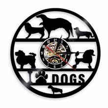 I Love Dog Wall Art Decor Dog Breed Vinyl Record Wall Clock Modern Design Grooming Salon Vetclinic Decoration Unique Gift 2024 - buy cheap