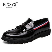 FIXSYS Fashion Mens Tassel Loafers Breathable Slip-on Oxfords for Man Punk Style Dress Shoes Office Wedding Formal Shoes Black 2024 - buy cheap