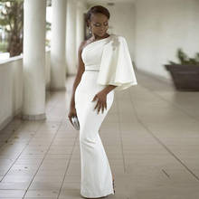 Branco vestidos de noite 2020 um ombro meia mangas sereia formal beading africano dubai feminino longo baile robe de soiree vestido 2024 - compre barato