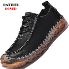2021 New Men's Handmade Genuine Leather Casual Shoes Wedding Lace-Up Woven Driving  Shoes Fashion Luxury Loafers Big Size 38-46 2024 - buy cheap