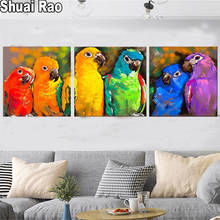 Diy Diamond Painting 3 Piece Abstract Parrot Full Novelty mosaic art Triptych diamond embroidery icons new home decor 2024 - buy cheap