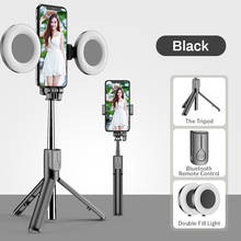 Vara sem fio de bluetooth selfie com luz led anel tripé dobrável monopé para iphone xiaomi huawei samsung android tripé ao vivo 2024 - compre barato