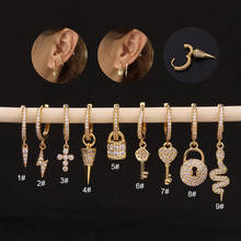 1PC Fashion Trend Key Earrings for Women Personality Snake Shape Zircon Earrings Ear Piercing Charm Party Jewelry Gift 2024 - buy cheap