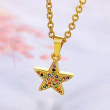 Bohemian Starfish Necklace Colorful Zircon Gold-Plate Copper Micro-Paved AAA Charming Jewelry Stainless Steel Chain High Quality 2024 - buy cheap