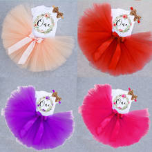 12 Months Baby Girls Pink Tulle Tutu Dress Birthday Party 3pcs Set For 1st Birthday Tollder Girl Letter Print Outfits 1 Year old 2024 - buy cheap
