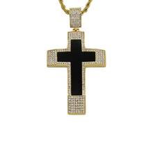 Ожерелье мужское из нержавеющей стали с кулоном-крестом, украшение в стиле хип-хоп золотистого цвета, сверкающая цепь, 2020 2024 - купить недорого