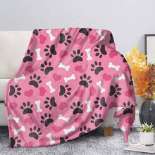 Upetstory Pink Black Dog Paw Printed Blanket Plush Velvet Warm Decoration Soft Bed Home Throw Sofa Blankets Kid Adult Gifts 2024 - buy cheap