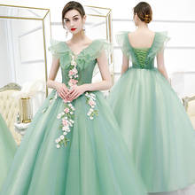 Vestido largo verde hierba con volantes para mujer, vestido de princesa para dama de honor, banquete, fiesta, baile de graduación, Envío Gratis 2024 - compra barato