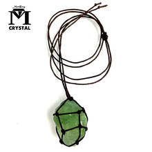 Natural Fluorite Crystal Pendant Healing Gemstone Wand Reiki Green Fluorite Wrap Braid Necklace Yoga Macrame For Men Women 2024 - buy cheap