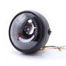 Faro LED para motocicleta de 6,5 pulgadas, lámpara DRL, Halo, anillo, haz Alto y Bajo, montaje lateral, Estilo Vintage, para Bobber Cafe Racer Cruiser 2024 - compra barato