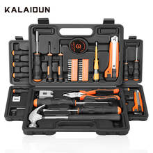 KALAIDUN-Juego de herramientas de mano para el hogar, Kits de herramientas de reparación de bricolaje con destornillador, alicates, llave inglesa, cuchillo, martillo, caja de herramientas de plástico, estuche de almacenamiento 2024 - compra barato