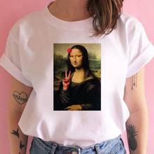 Graphic tees tops unusual Mona Lisa tshirts women funny t shirt white Tops casual short Camisetas Mujer_T-Shirt 2024 - buy cheap