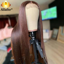 Aliafee-peruca de cabelo humano liso para mulheres, 13x4, remy, malásia, cabelo liso, fechamento, 4x4, laço frontal 2024 - compre barato