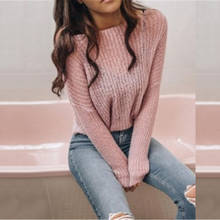 Casual Solid Oversized Sweaters Women Autumn Winter 2020 Round Neck Knitted Pullovers Female Long Sleeve Plus Size Loose Jumpers 2024 - buy cheap