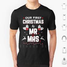 Футболка с надписью «Our First Christmas» и надписью «Mr & Mrs», 100% хлопок 2024 - купить недорого