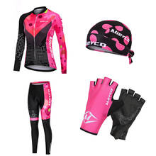 Conjunto de Jersey de Ciclismo para Mujer, Ropa Deportiva de manga larga, traje de bicicleta de carretera, mallas con pechera, pantalones de Ciclismo de montaña, Ropa femenina 2024 - compra barato