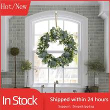 40cm Green Simulation Garland Ring Field Pendant Door Round Leaf Decor wreath hanger navidad, rattan wreath, home decoration, christmas decorations, deco de noel, kerst decoratie 2024 - buy cheap