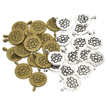 10pcs Wholesale Two Color Round Shaped Lotus Flower Charms Alloy Metal Yoga Pendants For DIY Jewelry Accessories Making 20*15mm 2024 - buy cheap