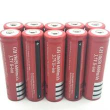 OOLAPR 10pcs 18650  6800mAh Red  battery 18650 Free shippng 18650 Li-ion Rechargeable 3.7V  Battery for Flashlight Newest 2024 - buy cheap