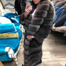 2020 Real Fox Fur Coat Turn-down Collar 120CM Long Women Winter Warm Natural Fox Fur Jacket Genuine Whole Skin Fur Coat FC-056 2024 - buy cheap