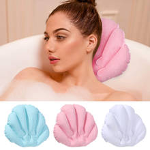 1PC Fan-shaped PVC Inflatable Bath Pillow Terry Cloth Pillow Bathtub Neck Support Cushion With Suction Cups Bathroom Supply 2024 - buy cheap