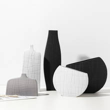 Nordic ins escandinavo minimalista arte preto e branco listras vaso de cerâmica design criativo desktop casa decorações europa 2024 - compre barato