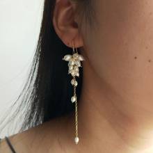 LiiJi Unique Labradorite Earrings Genuine Freshwater Pearl Earrings 925 Sterling Silver Handmade Long Drop Earrings Women Gift 2024 - buy cheap