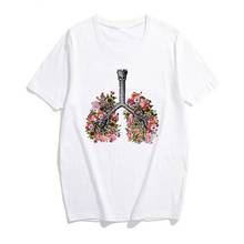 Heart Lung Flower Art Tshirt WomensTop T Shirt Female Tees Camisa Mujer Printed T-shirts Tshirt Women Ulzzang Harajuku Tees 2024 - buy cheap