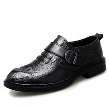 Sapatos masculinos casuais de couro genuíno, calçados pretos de enfiar para festa e boate com estampa de crocodilo, para homens, tamanho grande 2024 - compre barato