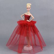 Vestido de festa vermelho chinês para boneca barbie, roupas de boneca, vestido de noite multicamadas, vestidos de casamento, acessórios de boneca, roupas de bebê menina, 1/6 2024 - compre barato