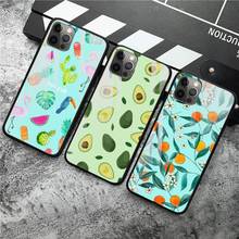 Summer green leaf fruit lemon peach Phone Cases Tempered Glass For iPhone 12 Pro Max Mini 11 Pro XR XS MAX 8 X 7 6S Plus SE 2020 2024 - buy cheap