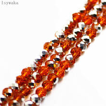 Isywaka-Cuentas de cristal facetado de Austria, espaciador suelto redondo para fabricación de joyas, Color Naranja y plateado, 6x8mm, 65 Uds. 2024 - compra barato