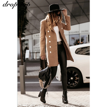 Женская шерстяная верхняя одежда, зимнее шерстяное пальто с длинным рукавом и отложным воротником, элегантная женская куртка 2024 - купить недорого