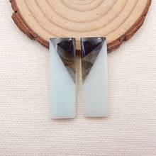 Natural Amazonite,Labradorite,Obsidian Intarsia Earring Bead,Birthday Gift Handmade Jewelry Accessories 35x11x5mm 8g 2024 - buy cheap