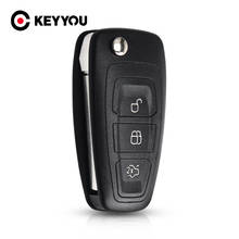 Раскладной раскладной чехол KEYYOU с 3 кнопками и дистанционным управлением, чехол для автомобильного ключа, чехол для Ford Focus Fiesta Fob, чехол для авто с лезвием HU101 2024 - купить недорого