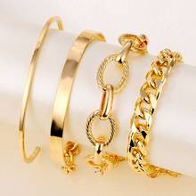 EN Charm Gold Link Chain Bracelets & Bangles 4PCS For Women Jewelry 2021 Accessories Woman Circle Geometry Bracelet Set Gifts 2024 - buy cheap