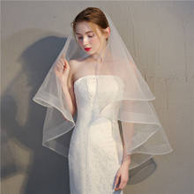 Véu de noiva com 2 camadas branco marfim, capinação, com pente, elegante, para noiva, 2019 2024 - compre barato
