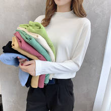 Novo pulôver feminino manga longa gola alta moda primavera outono puxar suéter feminino pulôver de malha macia roupas casuais 2021 2024 - compre barato